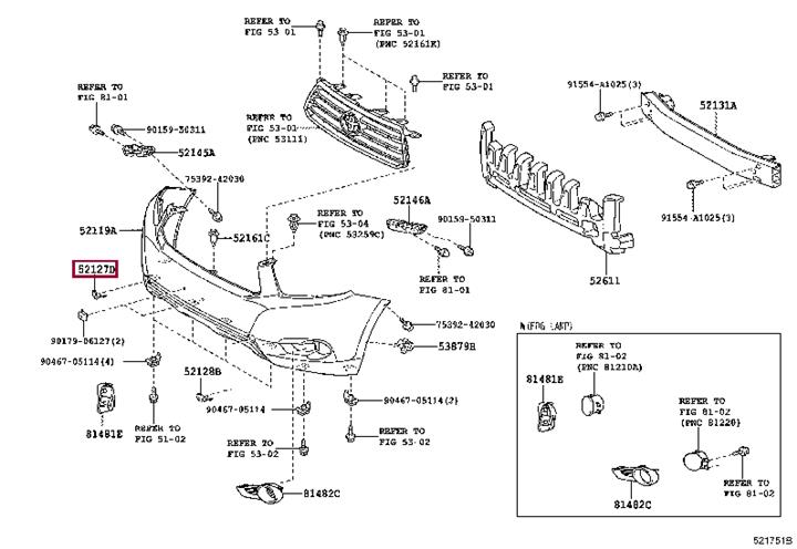 5212748911 Toyota Заглушка бампера
