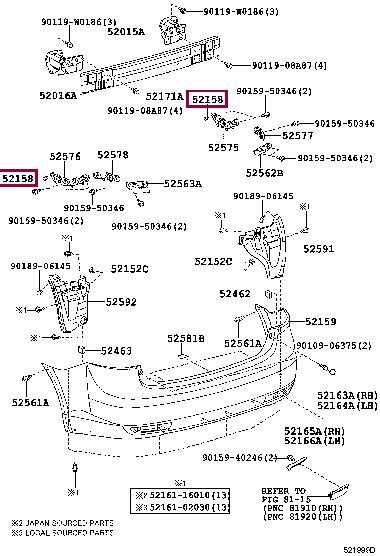 5219705020 Toyota Кронштейн бампера