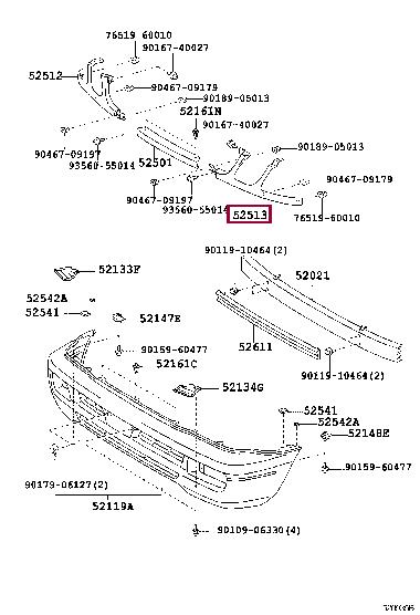 Toyota 52513-60901-J0 Полоска под фарой 5251360901J0: Отличная цена - Купить в Украине на EXIST.UA! 5251360901J0 Toyota Полоска под фарой