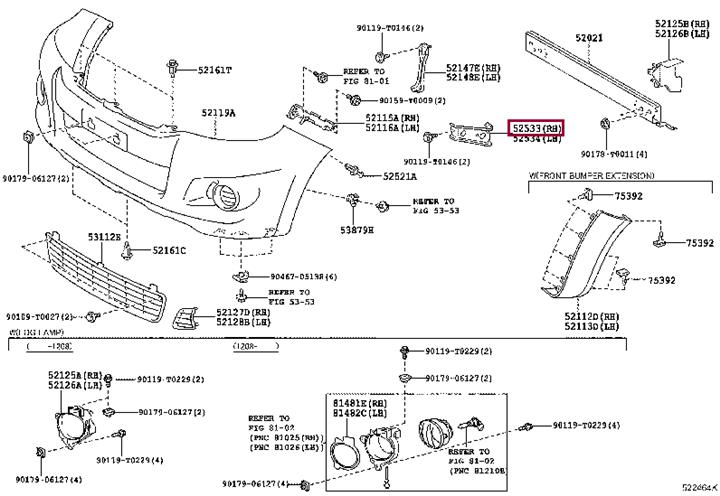 525330K050 Toyota Фиксатор бампера