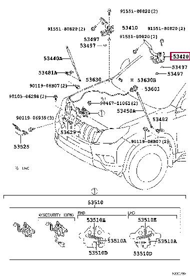 5342060070 Toyota Петля капота левая