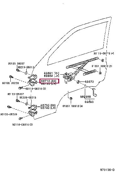 6871095J01 Toyota Петля двери