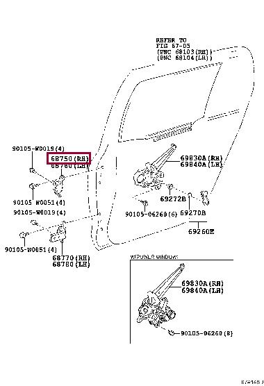 6875020122 Toyota Петля двери задней правой