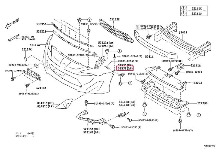 SU00301506 Toyota Кронштейн переднего бампера, левый