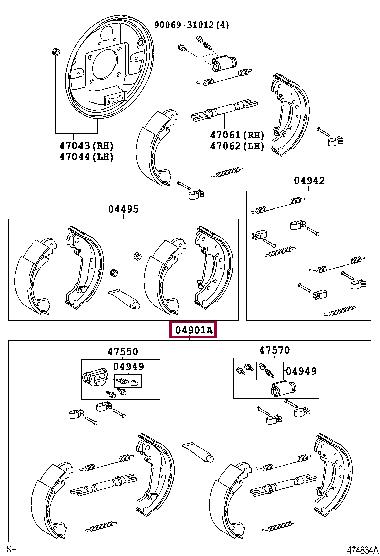 Toyota 04907-0D011 Колодки тормозные барабанные задние, комплект 049070D011: Отличная цена - Купить в Украине на EXIST.UA! 049070D011 Toyota Колодки тормозные барабанные задние, комплект