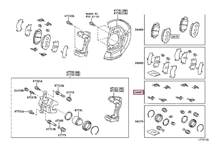 Toyota 04947-47020 Fitting kit, disc brake, front 0494747020: Отличная цена - Купить в Украине на EXIST.UA! 0494747020 Toyota Fitting kit, disc brake, front