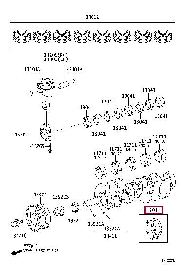 1101138050 Toyota Полукольца вала коленчатого