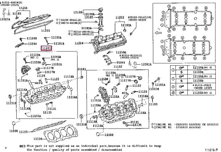 1110159235 Toyota Головка блока цилиндров