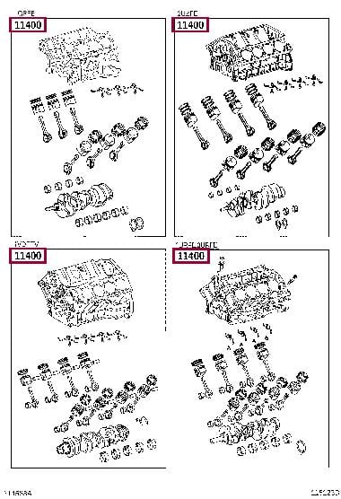 1140038130 Toyota Блок цилиндров в сборе