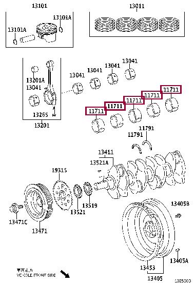 117013702103 Toyota Вкладыши коренные