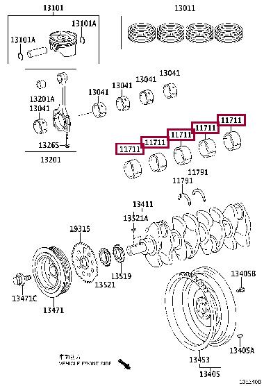 Toyota 11701-37021-04 Bearing, crankshaft 117013702104: Отличная цена - Купить в Украине на EXIST.UA! 117013702104 Toyota Bearing, crankshaft