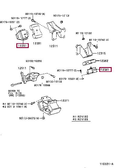1236135091 Toyota Подушка двигателя