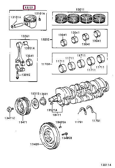 Toyota 13101-22142 PISTON,WITH PIN 1310122142: Отличная цена - Купить в Украине на EXIST.UA! 1310122142 Toyota PISTON,WITH PIN