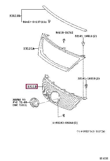 5311153150 Toyota Решітка радіатора