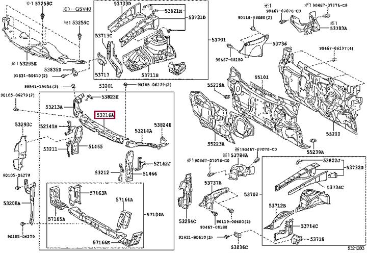 5321633130 Toyota Кронштейн радиатора верхний
