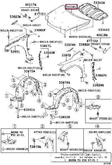 Toyota 53301-12A20 Капот 5330112A20: Приваблива ціна - Купити в Україні на EXIST.UA!