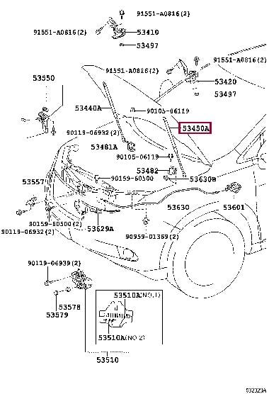 Амортизаторы капота Лексус: 534500W170 Toyota Амортизатор капота