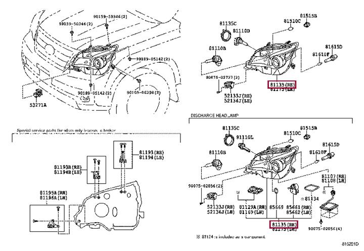 8114560E91 Toyota Фара основная правая