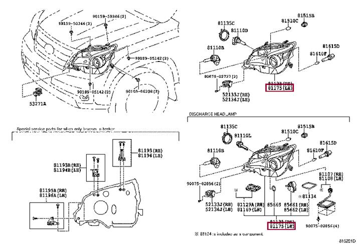 8118560E51 Toyota Фара основна ліва