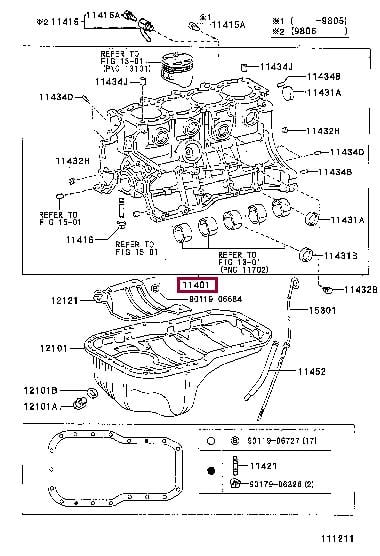 1140180691 Toyota Блок цилиндров