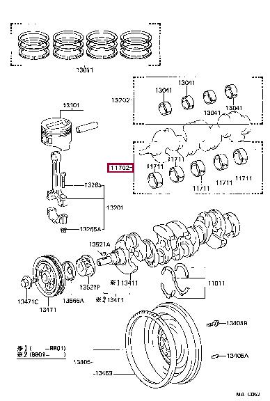 1170410012 Toyota Вкладыши