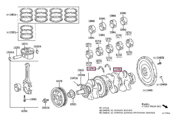 Toyota 11791-36010 Полукольца вала коленчатого 1179136010: Отличная цена - Купить в Украине на EXIST.UA! 1179136010 Toyota Полукольца вала коленчатого