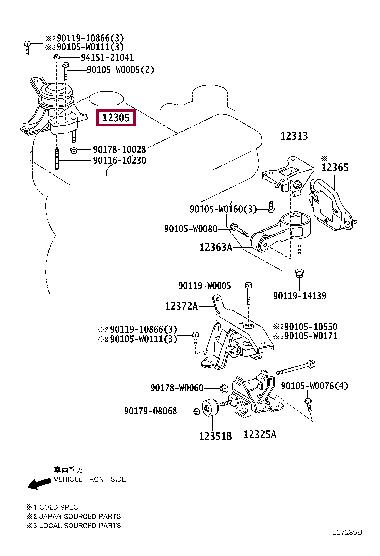 123050Q022 Toyota Подушка двигателя