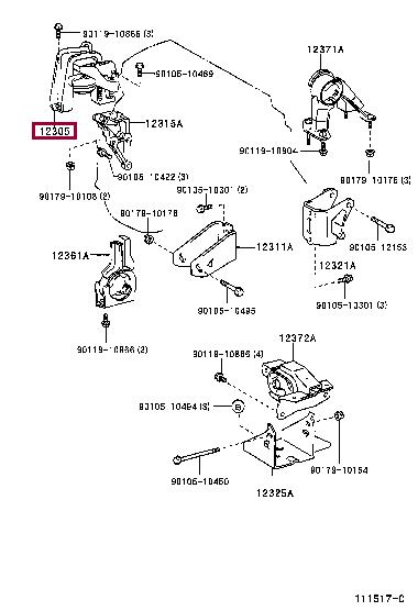 1230522290 Toyota Подушка двигателя