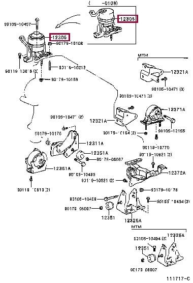 Toyota 12305-28151 Подушка двигателя 1230528151: Отличная цена - Купить в Украине на EXIST.UA! 1230528151 Toyota Подушка двигателя