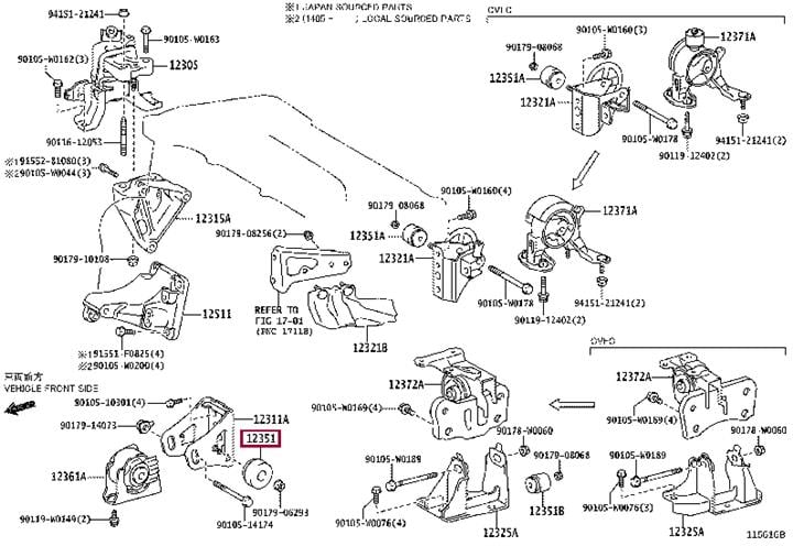 123510T090 Toyota Подушка двигателя