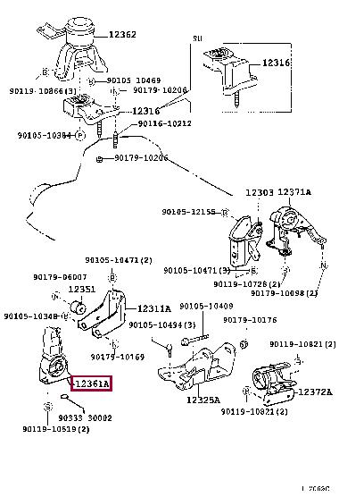 1236128150 Toyota Подушка двигателя