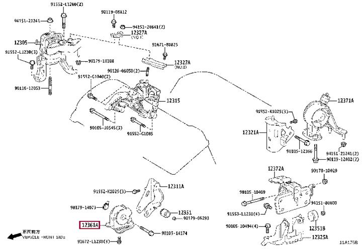 1236131460 Toyota Подушка двигателя