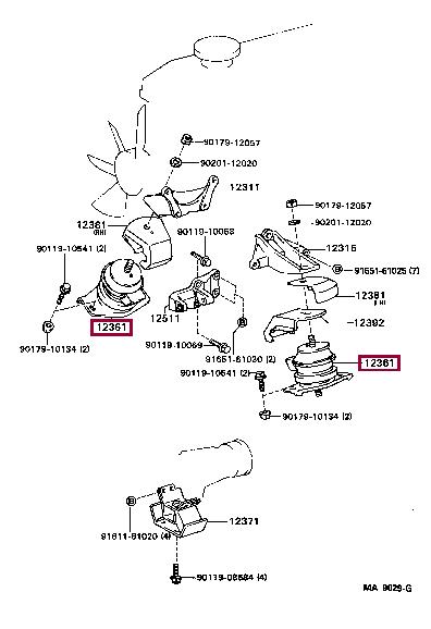1236135100 Toyota Подушка двигателя