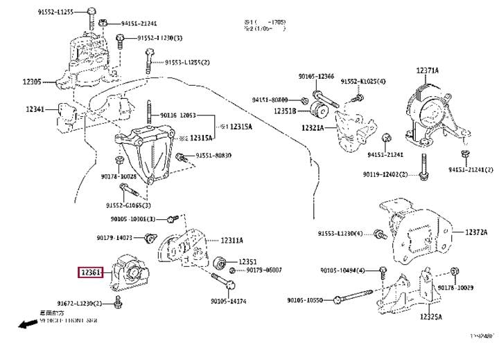 1236136150 Toyota Подушка двигателя