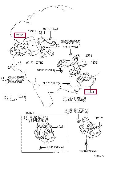1236150160 Toyota Подушка двигателя