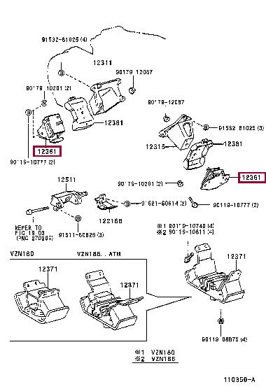 Toyota 12361-62090 Подушка двигателя 1236162090: Отличная цена - Купить в Украине на EXIST.UA! 1236162090 Toyota Подушка двигателя