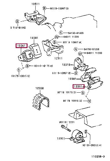 1236164320 Toyota Подушка двигателя
