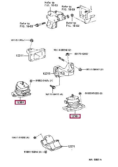 1236170142 Toyota Подушка двигателя