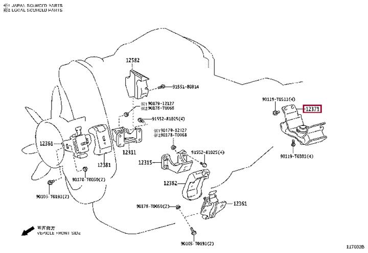 123710L120 Toyota Подушка двигателя