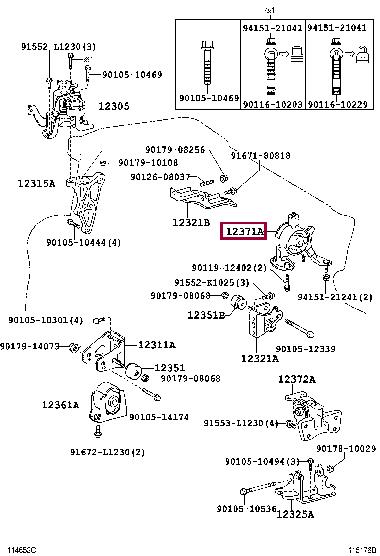 1237122230 Toyota Подушка двигателя