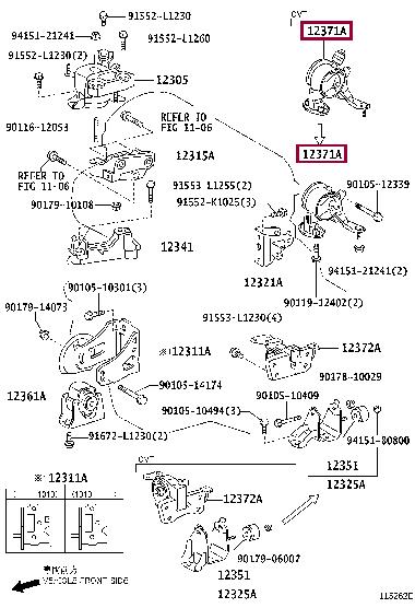 1237128240 Toyota Подушка двигателя
