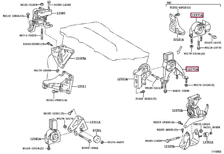 Toyota 12371-37040 Insulator, engine mounting, rear 1237137040: Отличная цена - Купить в Украине на EXIST.UA! 1237137040 Toyota Insulator, engine mounting, rear