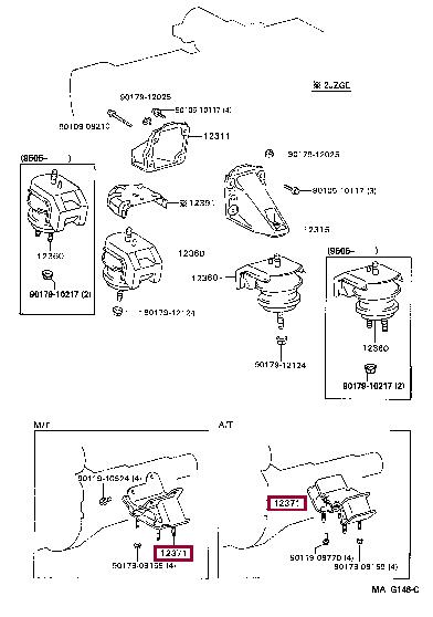 1237146150 Toyota Подушка двигателя