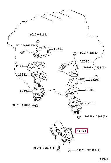 1237150200 Toyota Подушка двигателя