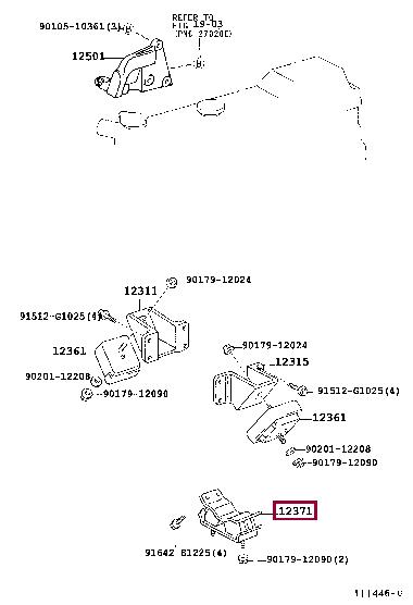 1237158060 Toyota Подушка двигателя