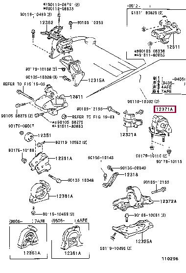 1237164220 Toyota Подушка двигателя