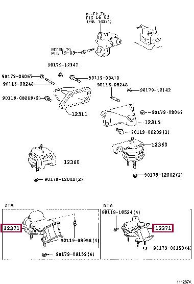 1237170090 Toyota Подушка двигателя