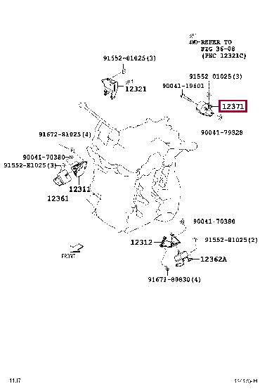 Toyota 12371-B4010 Подушка двигателя 12371B4010: Отличная цена - Купить в Украине на EXIST.UA! 12371B4010 Toyota Подушка двигателя
