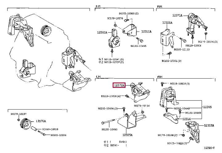 123720D090 Toyota Подушка двигателя