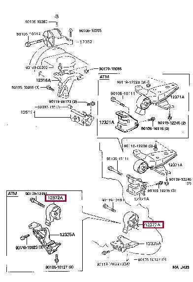 1237211180 Toyota Подушка двигателя